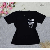 تیشرت باکسی زنانه طرح Miu Miu نخ پنبه اعلا فری سایز تا 44