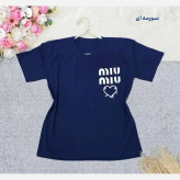 تیشرت باکسی زنانه طرح Miu Miu نخ پنبه اعلا فری سایز تا 44