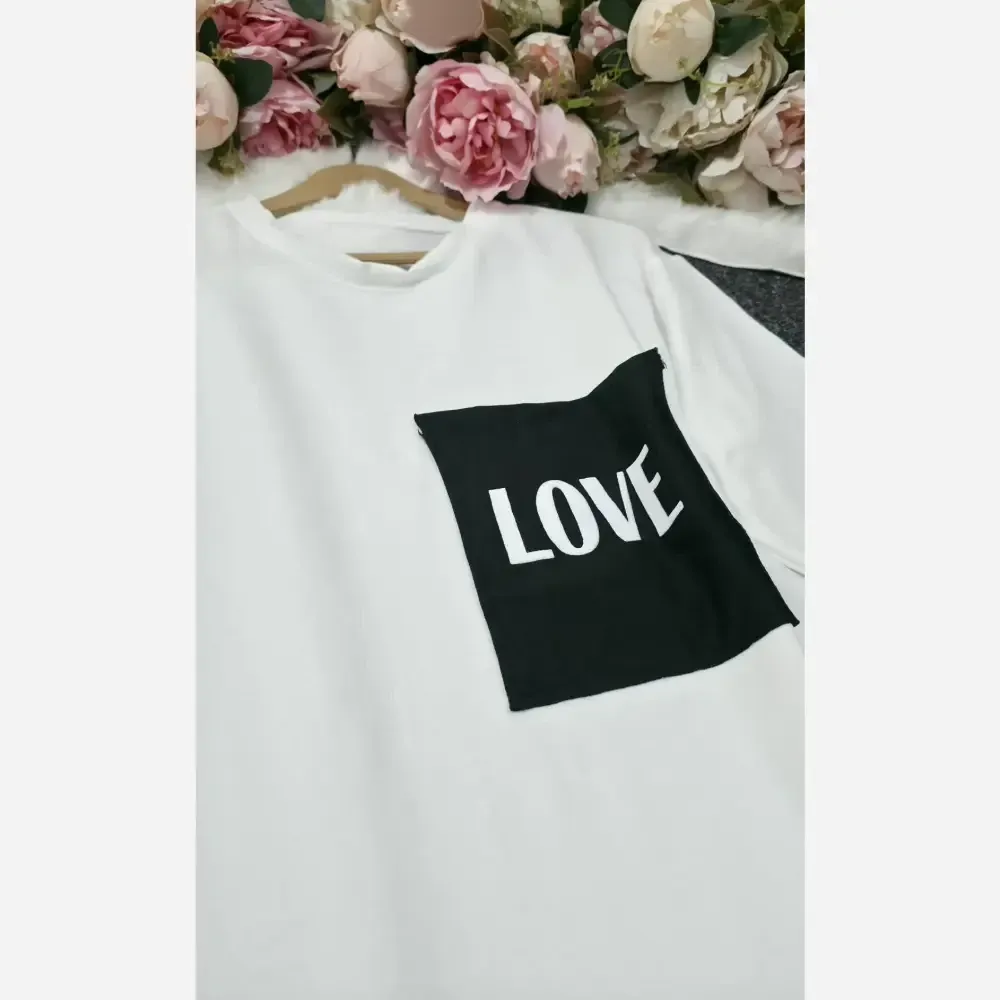 ست تیشرت شلوار Love زنانه گلکسی نخ پنبه فری سایز