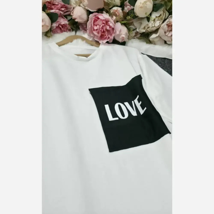 ست تیشرت شلوار Love زنانه گلکسی نخ پنبه فری سایز