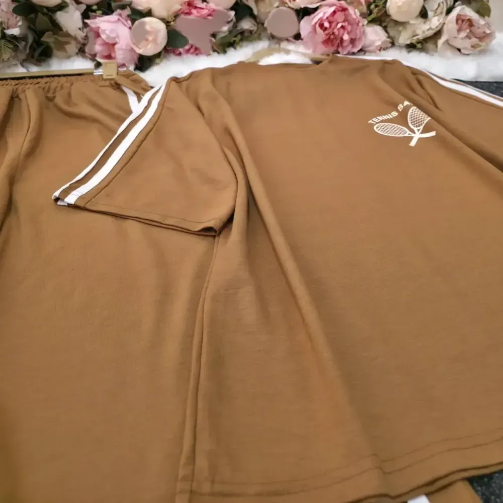 ست تیشرت شلوار سه خط TENNIS گلکسی پنبه لطیف فری سایز زنانه