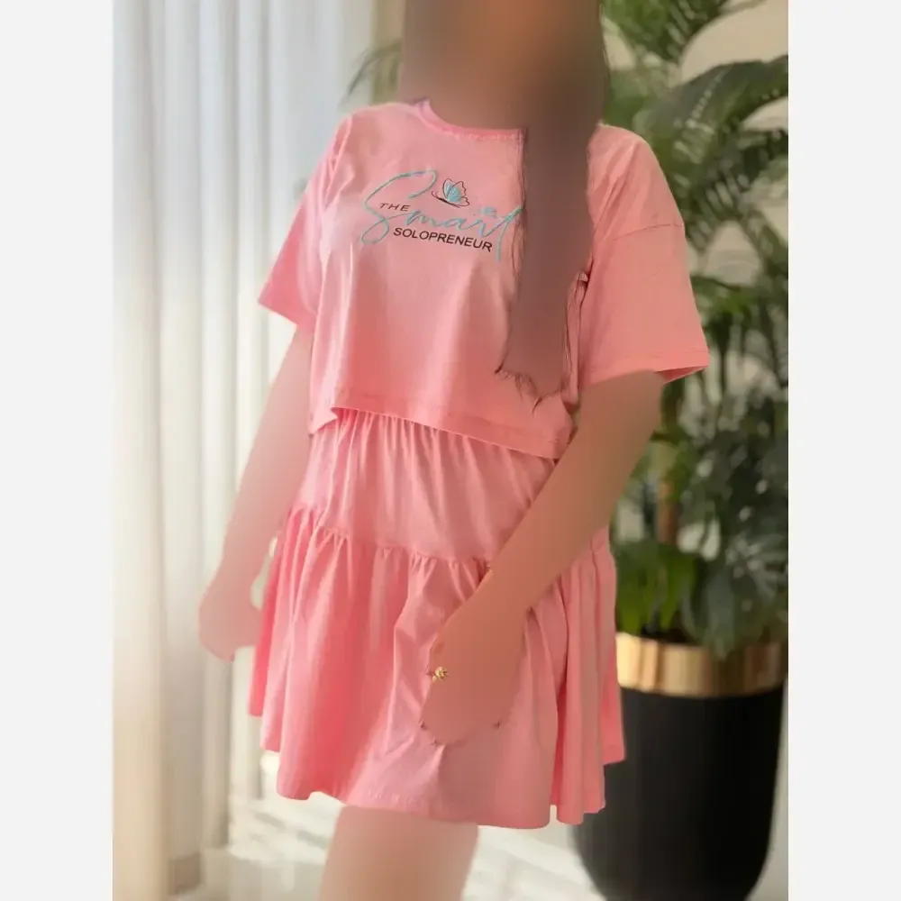 ست کراپ و دامن مدل ساشا جنس پنبه درجه یک سایز فری 36 تا 46