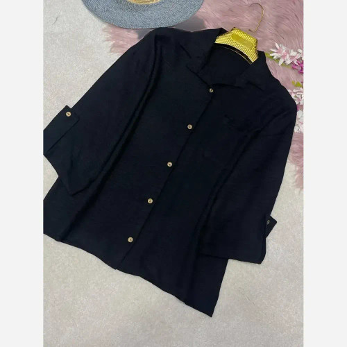 شومیز تک جیب بارانا مشکی فری سایز 38 تا 46 جنس صوفیا