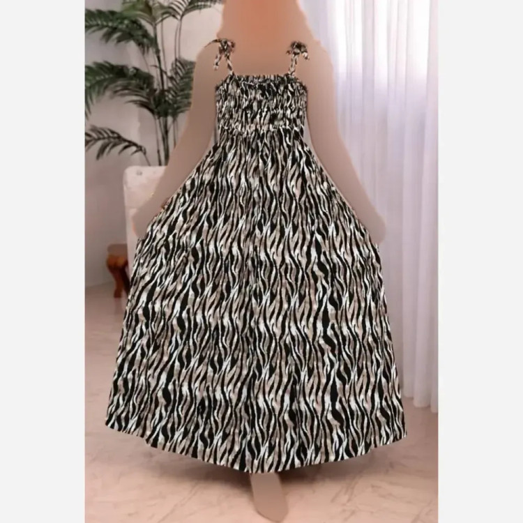 پیراهن اطلس زنانه نخی کش دوزی شده فری سایز 38 تا 46 قد 130 سانت
