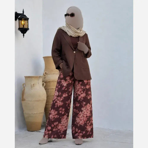 ست کت شلوار بگ گلدار لینن و بوگاتی فری سایز زنانه