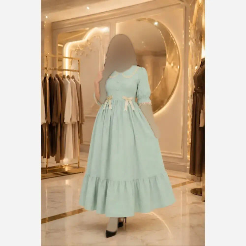 پیراهن عروسکی مانیا مازراتی قد 135 آستین 45 دور سینه 110 فری تا 46 دارای کمربند