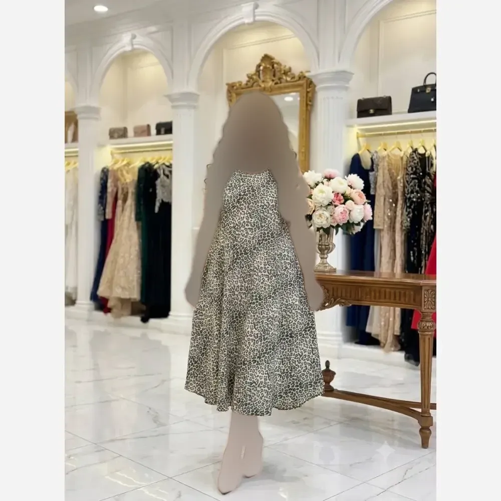 پیراهن پلنگی الیزه گرم بالا فری سایز زنانه