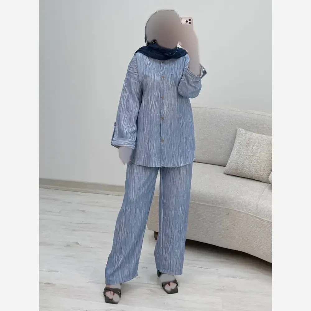 شومیز شلوار گندم شانتون فری سایز 38 تا 46 زنانه
