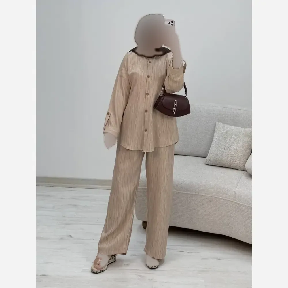شومیز شلوار گندم شانتون فری سایز 38 تا 46 زنانه