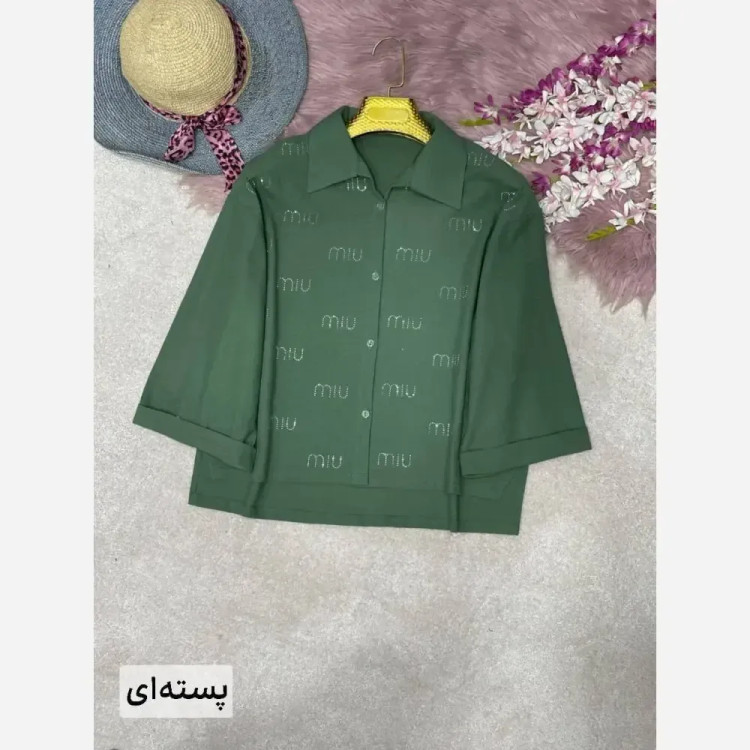 شومیز لنین نگین کوبی شده زنانه فری سایز 38 تا 46 در رنگ بندی متنوع