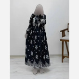 پیراهن ساحلی زنانه زنبق فلورنخ درجه یک فری سایز مشکی سورمه ای نسکافه ای کله غازی