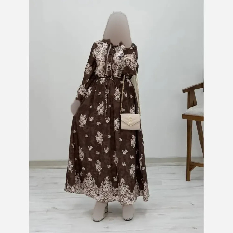 پیراهن ساحلی زنانه زنبق فلورنخ درجه یک فری سایز مشکی سورمه ای نسکافه ای کله غازی