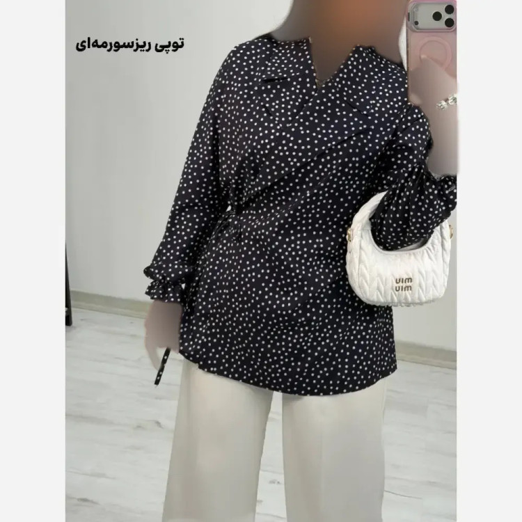 شومیز یقه انگلیسی شادی کرپ بوگاتی سایز فری 38 تا 46 طرح های متنوع