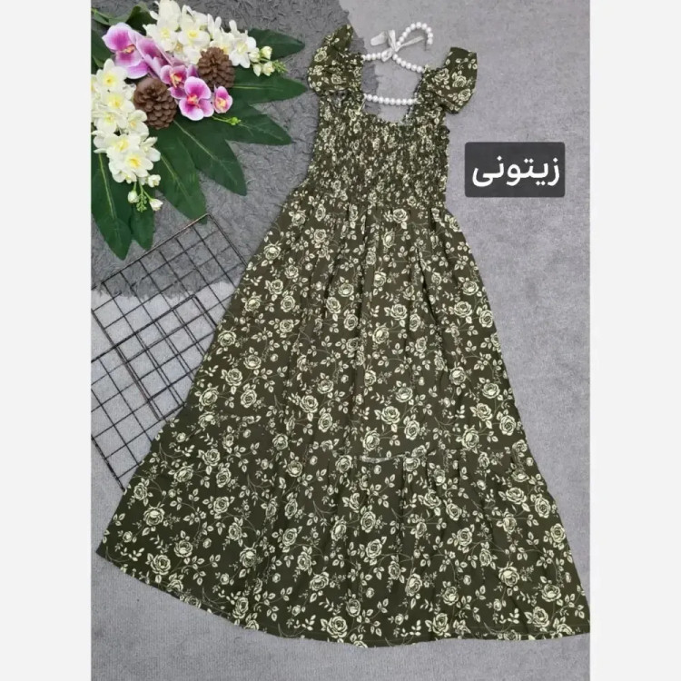 پیراهن لته نخی زنانه فری سایز 36 تا 46 قد 120 سانت