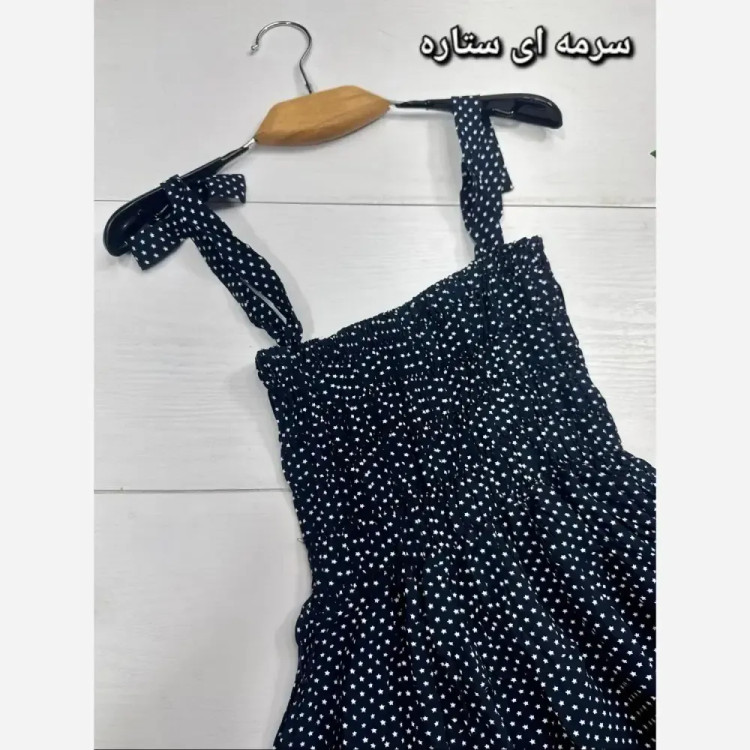 پیراهن نخی کش دوزی شده ملیس سایز فری 38 تا 46 قد 134 سانت