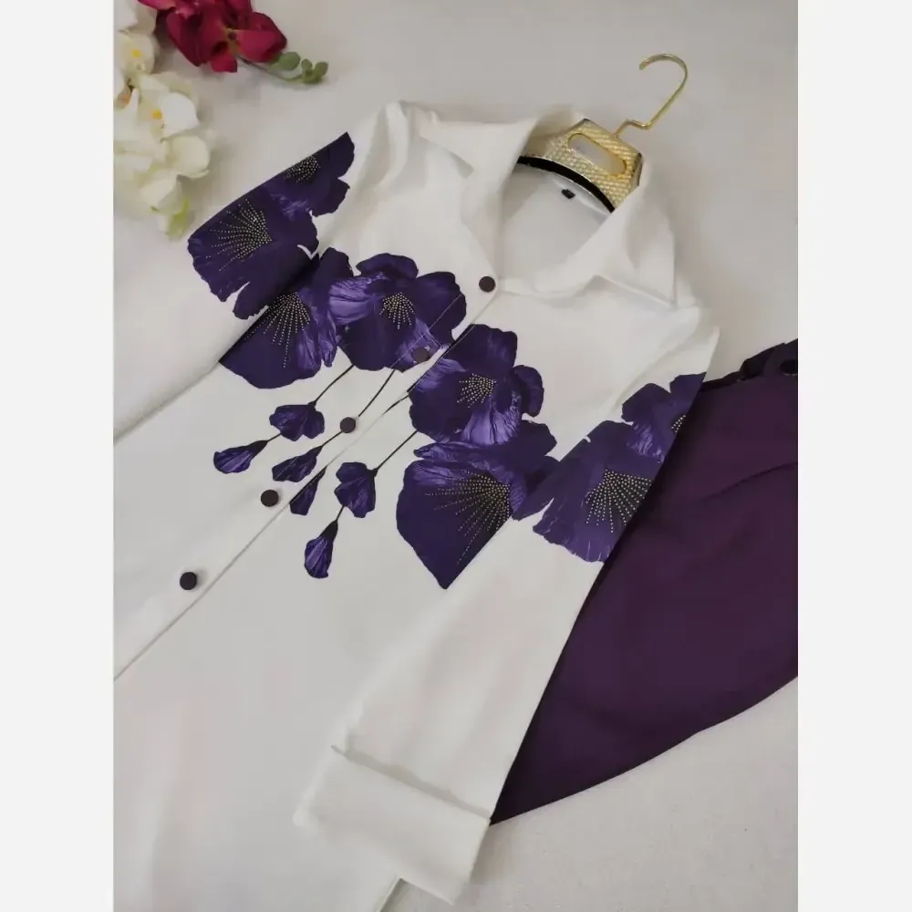 شومیز شلوار آوازه مازراتی در رنگهای طوسی، بنفش، سبز و قرمز سایز 1 و 2