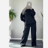 ست اسکار پنبه توکرکی مشکی فری سایز زنانه