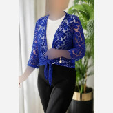 ست دو تکه زیره و رویه گره ای إلسا جنس رویه تور دانتل و تیشرت ویسکوز فری سایز