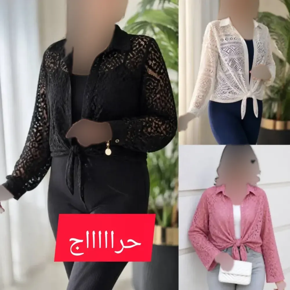 شومیز گره ای ماهلین دانتل گیپور مشکی خط طلایی فری سایز 36 تا 46