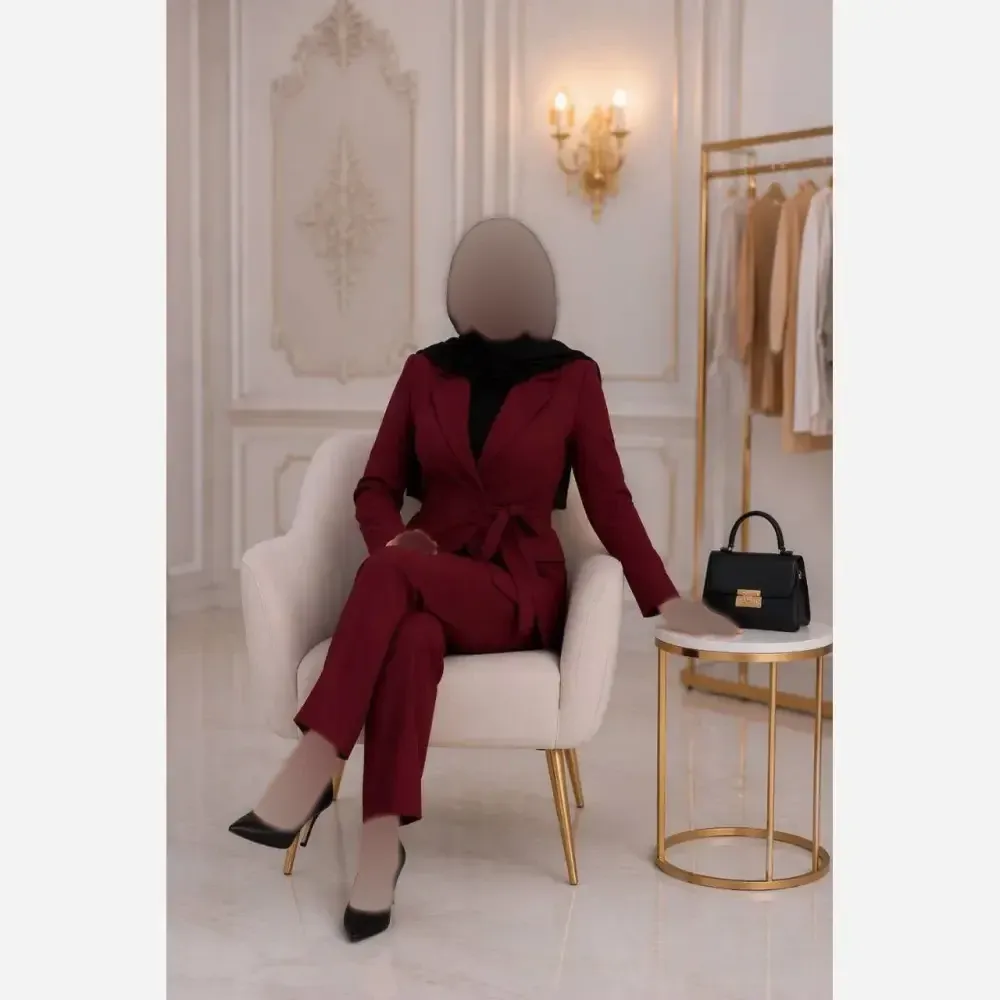 کت شلوار زنانه مدل پرنسس جنس مازراتی کمردار