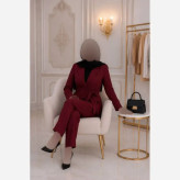 کت شلوار زنانه مدل پرنسس جنس مازراتی کمردار