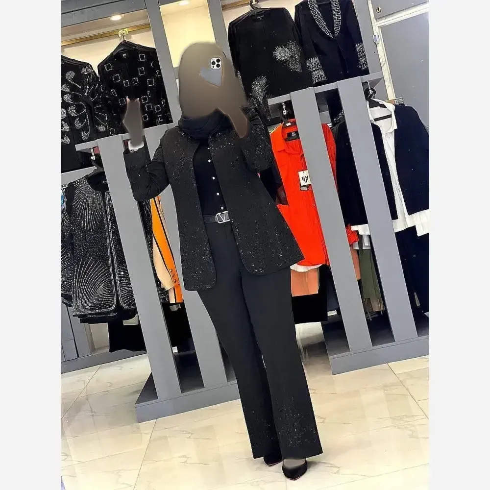 ست کت و شلوار مجلسی زنانه دیبا جنس مازراتی درجه یک