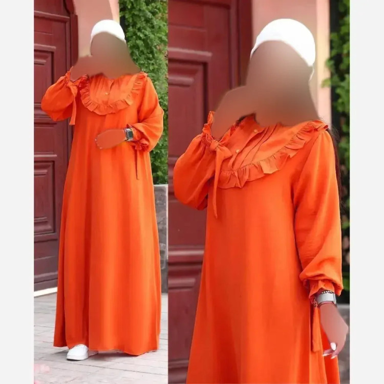 کفتان پرگل الیزه اعلا فری سایز 38 تا 46 رنگ کرم، سرخابی، پرتقالی روشن، پرتقالی تیره قد 124 دور سینه 116
