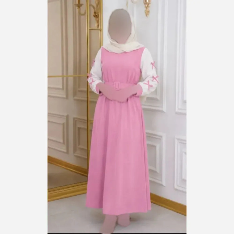 پیراهن زنانه مدل گشیلا جنس مازراتی سایز فری سایز تا 46 کمربند دار