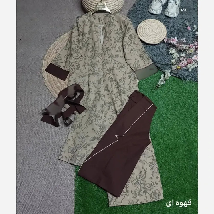 ست کت و اورال لینن نچرال آپامه سایز 38 تا 46
