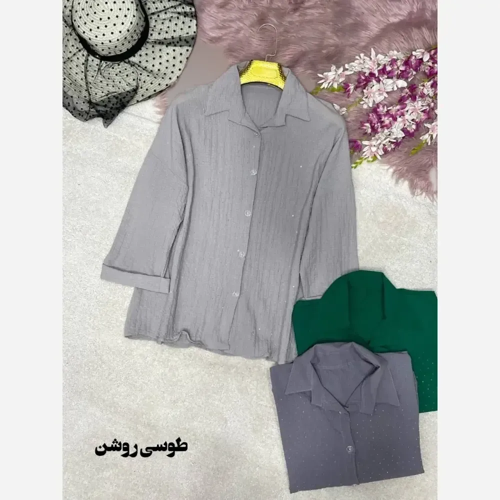 شومیز نگینی طناز جنس ینزی پفکی فری سایز