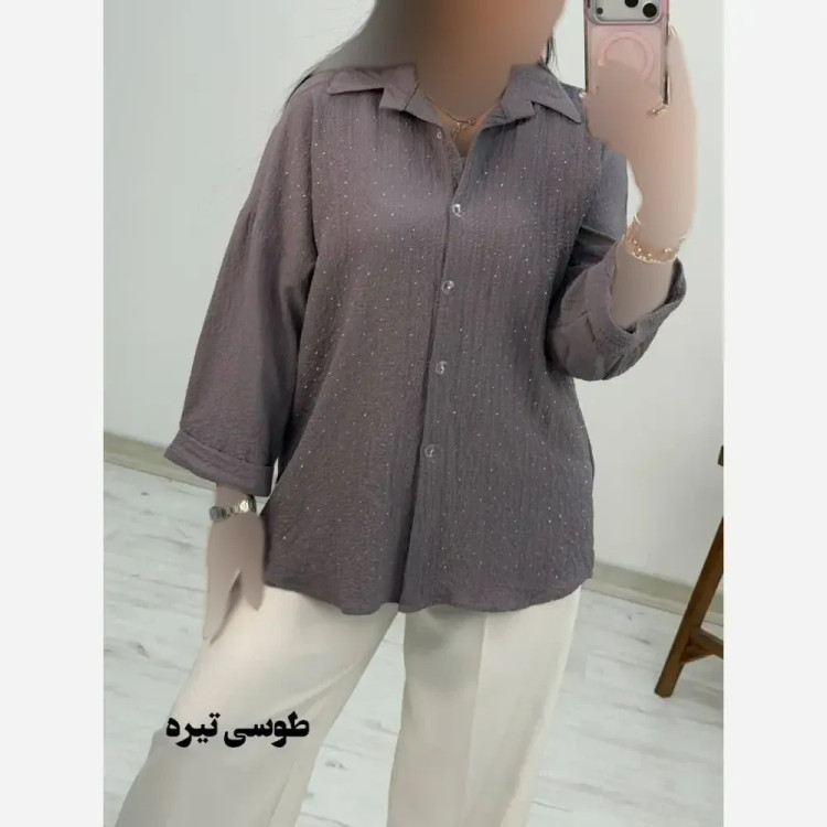 شومیز نگینی طناز جنس ینزی پفکی فری سایز