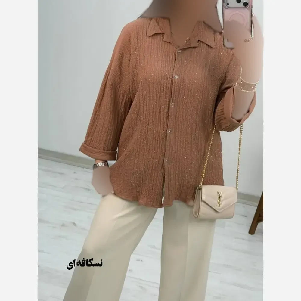 شومیز نگینی طناز جنس ینزی پفکی فری سایز