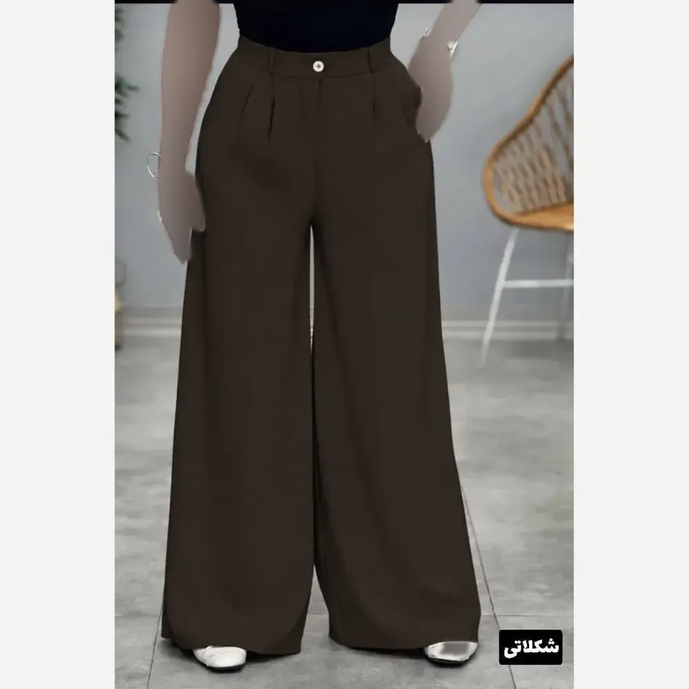 شلوار ریزشی زنانه جنس بزایاق جیبدار قد 110