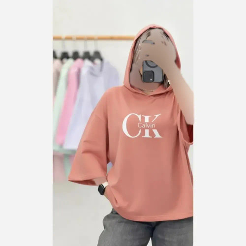 بلوز لانگ زنانه پنبه دبل بافت طرح CK فری سایز