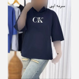 بلوز لانگ زنانه پنبه دبل بافت طرح CK فری سایز