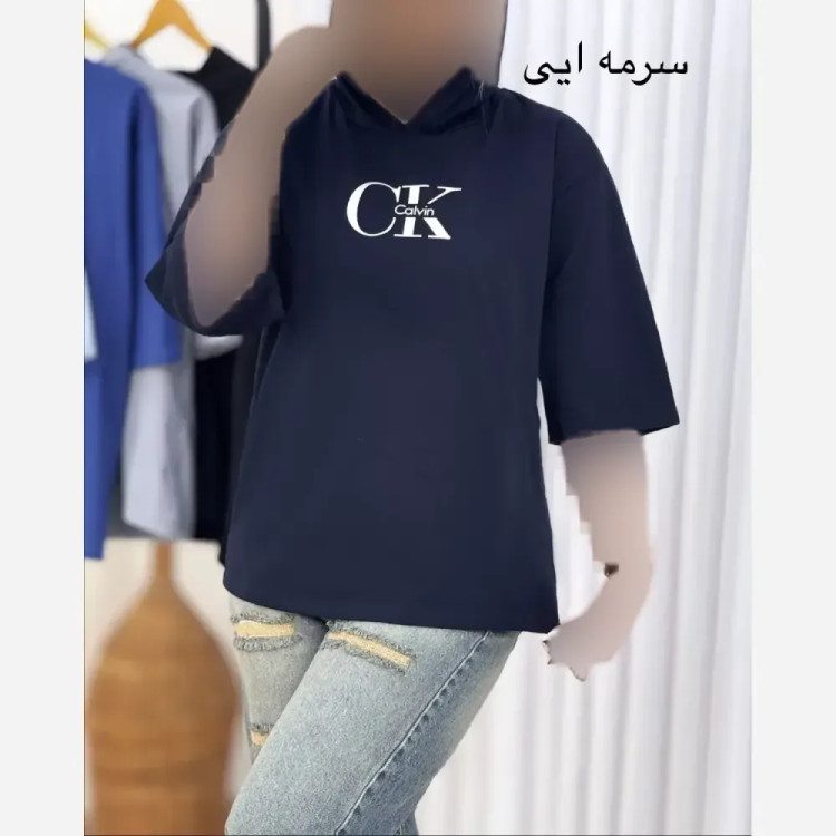 بلوز لانگ زنانه پنبه دبل بافت طرح CK فری سایز