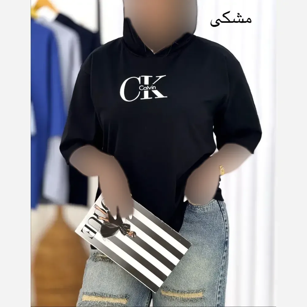 بلوز لانگ زنانه پنبه دبل بافت طرح CK فری سایز