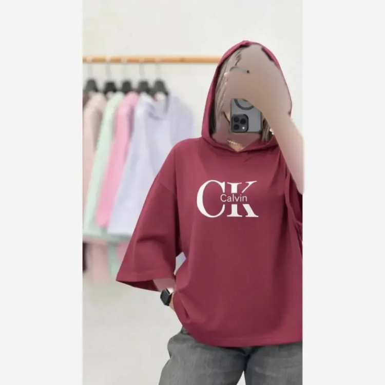بلوز لانگ زنانه پنبه دبل بافت طرح CK فری سایز