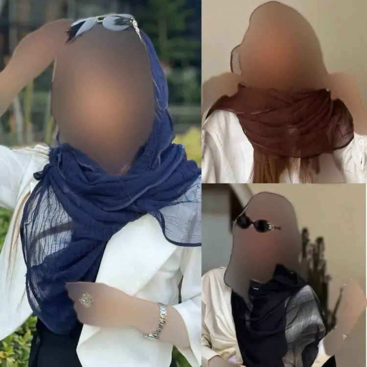 شال پلیسه دور گان دوزی تور ریزبافت مشکی سفید شکلاتی