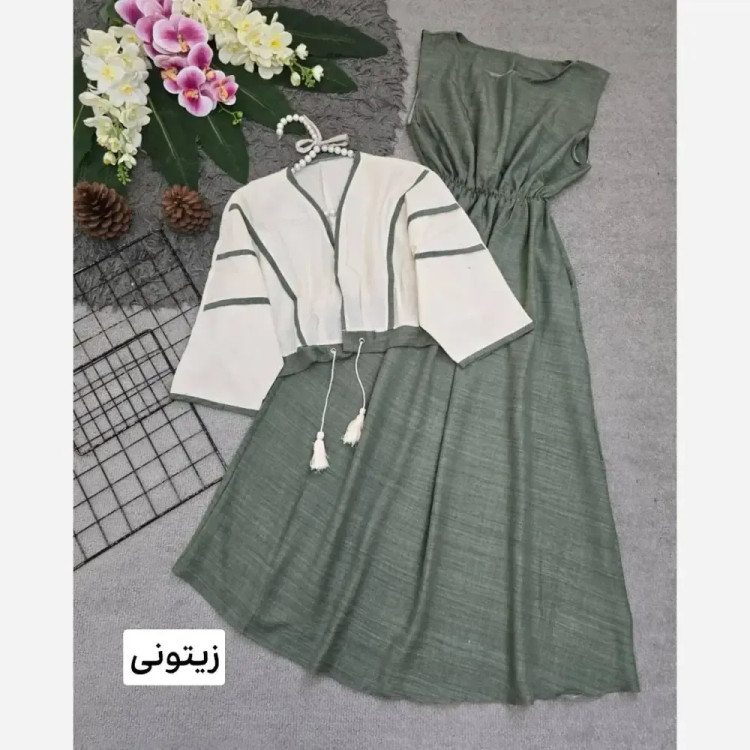 ست سارافون و کراپ زنانه مدل نرگس جنس شانتون و لنین فری سایز