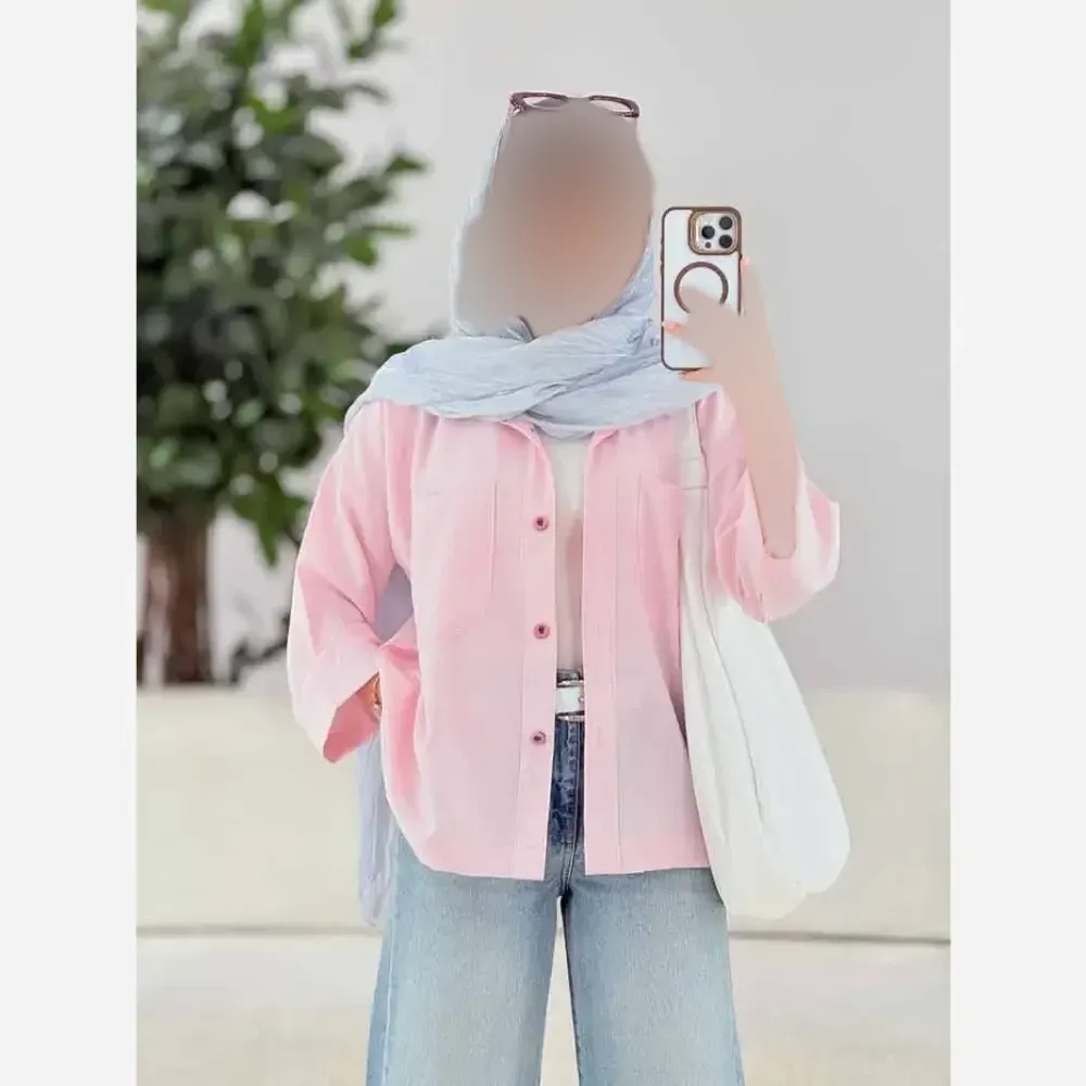 شومیز مانتویی عروسکی جنس مراکشی درجه یک فری سایز