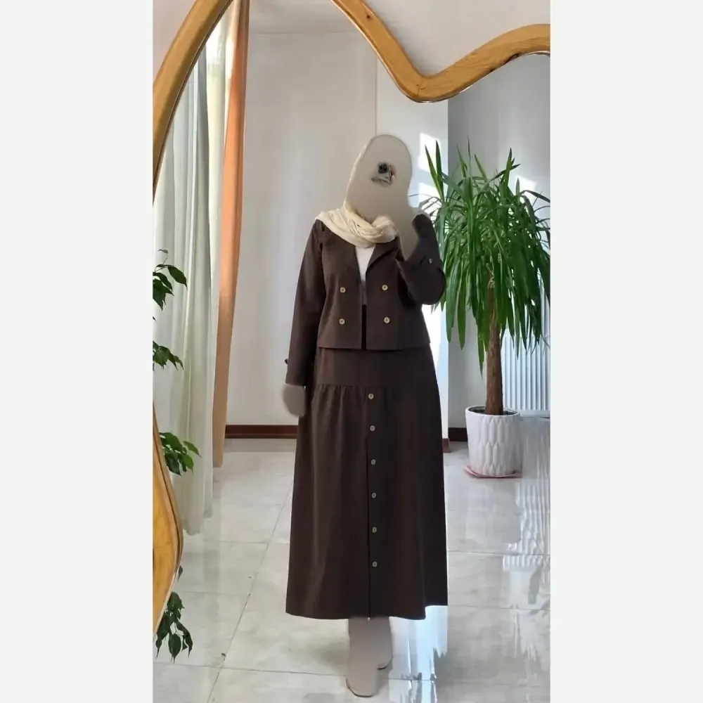 ست شومیز دامن نخی درجه یک فری سایز مدل ستاره رنگ بندی متنوع