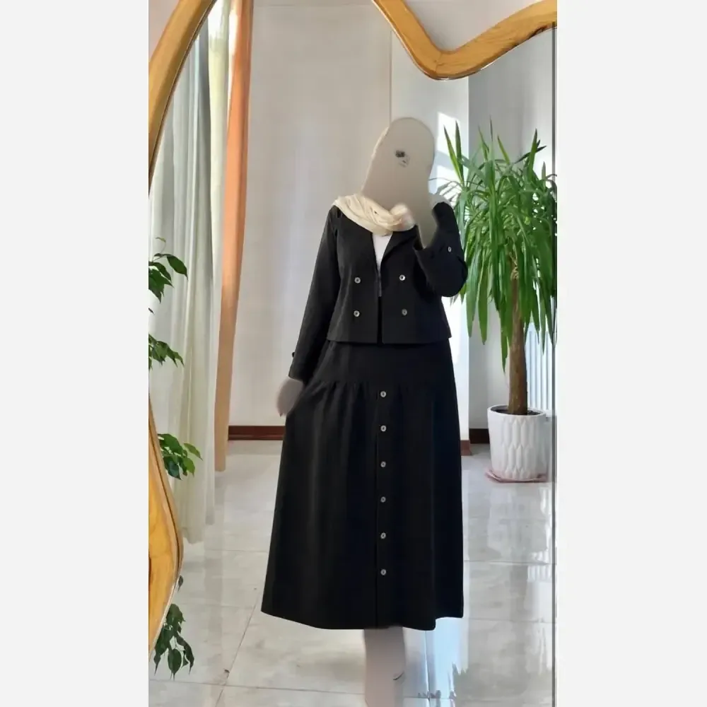ست شومیز دامن نخی درجه یک فری سایز مدل ستاره رنگ بندی متنوع