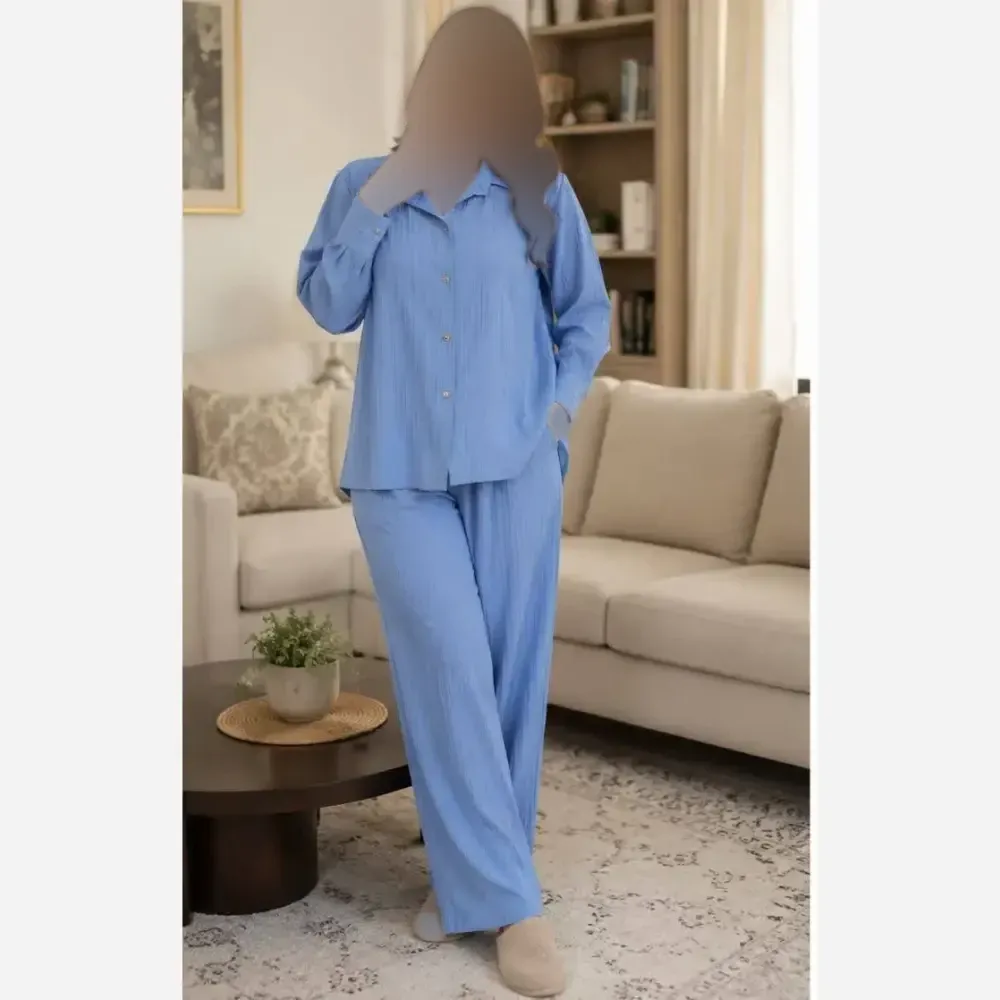 ست شومیز و شلوار زنانه جنس شانتون درجه یک فری سایز