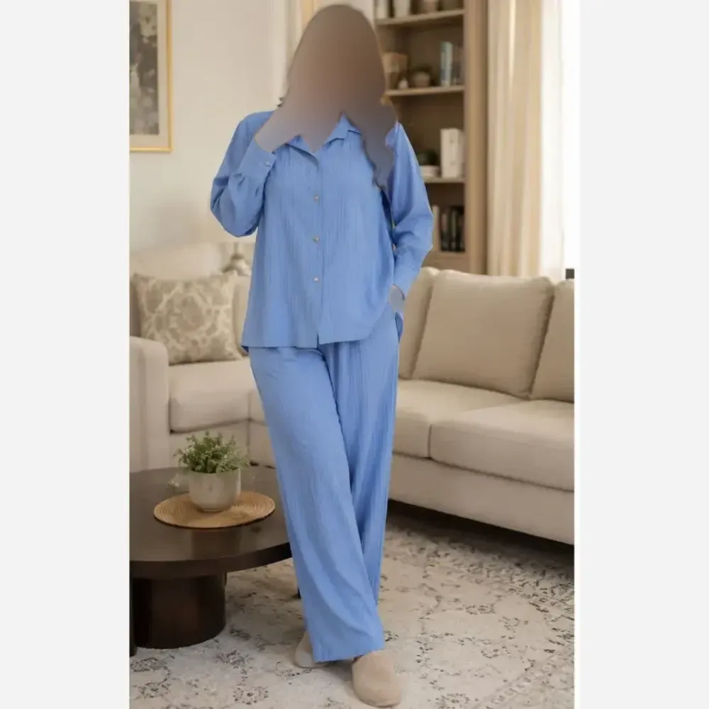 ست شومیز و شلوار زنانه جنس شانتون درجه یک فری سایز