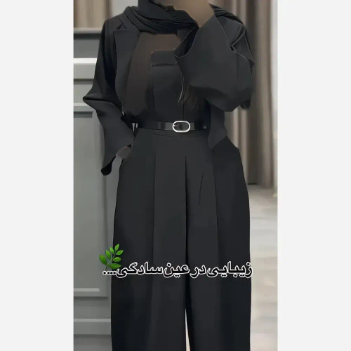 کت و شلوار زنانه مدل دلسا جنس کرپ مازراتی رنگ مشکی