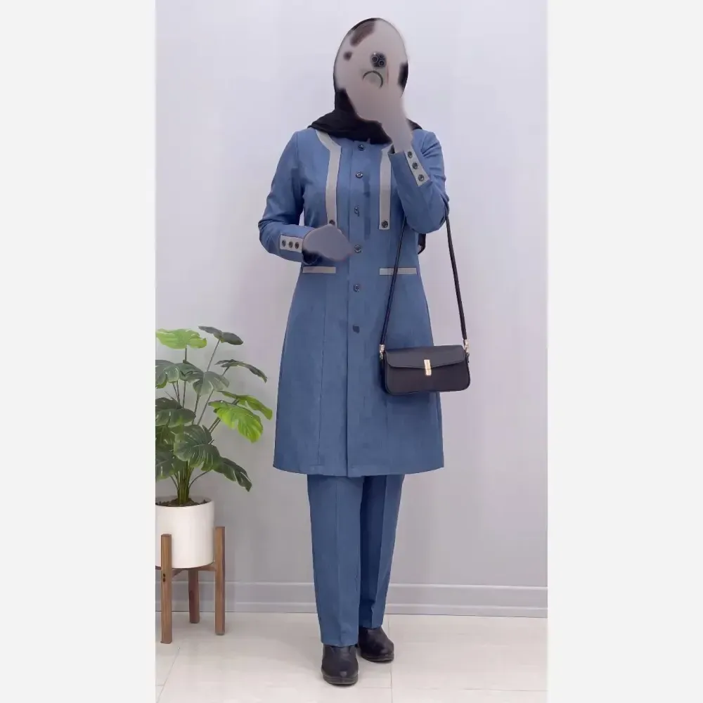 ست اداری اطلس جنس مکانیک پرشیا رنگ مشکی سورمه طوسی آبی