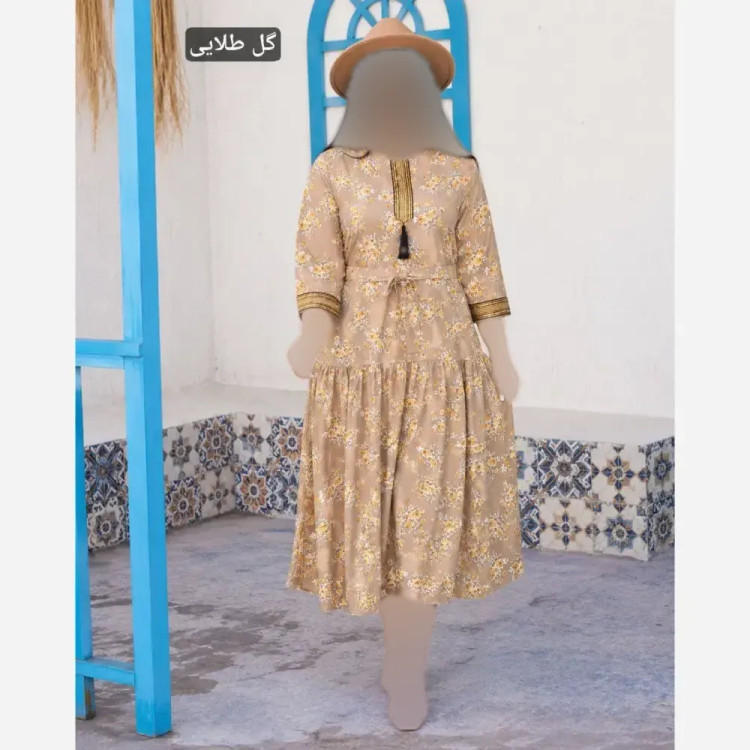 پیراهن زنانه بهارناز کرپ بوگاتی خرجکار طلایی فری سایز