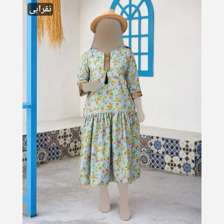 پیراهن زنانه بهارناز کرپ بوگاتی خرجکار طلایی فری سایز