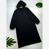 هودی زنانه مدل لندو دورس تو کرکی ضخیم کلاهدار رنگ مشکی